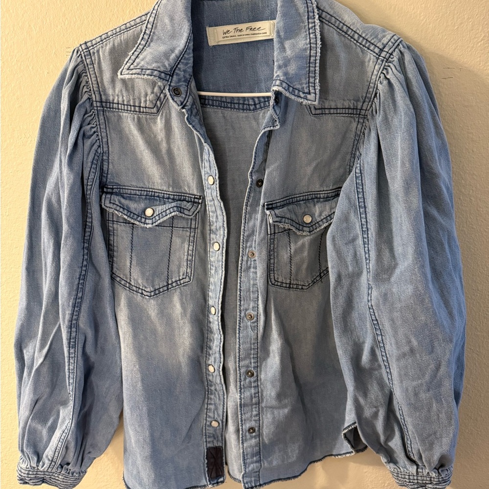 Free People We The Free Denim Button-Up Shirt